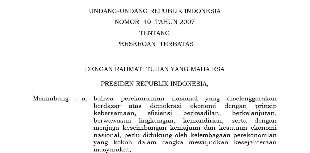Mengenal Undang - Undang PT (Perseroan Terbatas)